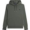 Fred Perry 🔵 Fred Perry - Felpa Con Cappuccio M2643 Verde Laurel Wreath-Nero-Z50 New FW25