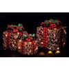 AD-TREND Set 3 Pacchi Regalo Natalizi Natale Rattan Ferro 65 Luci LED Batterie Incluse