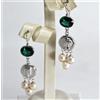 ORECCHINI ARGENTO 925 QUARZO VERDE PERLE AKOYA BAROCCHE 8 mm AGHT 023