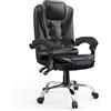 Sedia Poltrona da Ufficio Presidenziale Ergonomica in Eco Pelle Girevole nera
