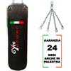 Gym Power Sacco Boxe Professionale Italian Style 20 kg Nero 80x35 cm con Catene