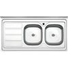 BricoShop24 Lavello 2 Vasche con Gocciolatoio Sinistro Inox da Appoggio 120x60 cm
