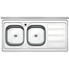 BricoShop24 Lavello 2 Vasche con Gocciolatoio Destro Inox da Appoggio 120x60 cm
