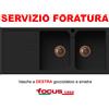 Focus Casa Lavello cucina Romeo Nero cm 116x50 2 vasche e gocciolatoio pilette rame