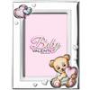 Valenti Cornice Porta Foto Argento Regalo Nascita Bimba Orso Orsetto Cuore Rosa