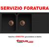 Focus Casa Lavello cucina Romeo Nero cm 116x50 2 vasche e gocciolatoio pilette rame