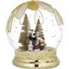 Bagutta Sfera Natalizia Regalo In Argento Pvd Oro Giallo Vetro Soffiato Luce Led Calda