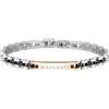Maserati Bracciale Uomo MASERATI JEWELS Acciaio e Zirconi Neri Brillanti 22cm Originale