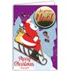 Afie Biglietto di auguri di Natale allegro in rilievo del testo brillante con busta bianca, 12 x 17,5 cm, Babbo Natale slittino cappa regali uccelli rossi albero sotto la neve inverno migliori auguri per