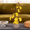 Pianta artificiale in vaso con fiori di prugna, piccola pianta in vaso per