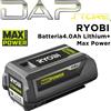 RYOBI - Batteria di ricambio Ryobi originale 36V 4Ah LITIO cod.RY36B40B - NUOVA!