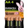 Duracell Batterie ricaricabili AA Duracell 2500mAh NiMH confezione 4 pezzi lunga durata