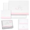 Interbaby Set Lenzuola Culla Neonato 50x80 cm Elefante Cuore Bc/Rosa | Set lenzuola culla 50x80: lenzuolo con angoli, lenzuolo sopra e federa cuscino, pile coral caldo, inverno, regalo nascita