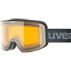 uvex pyrit LG - maschera da sci per adulti - categoria di filtro 1 - campo visivo ampliato, privo di appannamenti - black matt dl/yellow-cl.S1 - one size