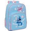safta Stitch HAPPY - Zaino scuola per bambini, zaino per bambini, adattabile a carrozzina, ideale per bambini in età scolastica, comodo e versatile, qualità e resistenza, 26 x 11 x 34 cm, azzurro, M, Casual