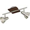 Eglo lampada da soffitto Filipina, luce da soffitto con 2 spot, barra spot orientabile, illuminazione da soggiorno in acciaio in nichel opaco e legno, con lampadina GU10, luce bianco calda