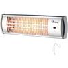 Ardes Ar437B Stufa Al Quarzo Da Parete, Esterno Interno, Termoventilatore Parete Basso Consumo, Stufa Riscaldamento A Muro 2 Potenze 600W/1200W, Argento, ‎54 x 12 x 15 Cm