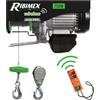 Ribimex Paranco Elettrico Telecomandato da 200/400 Kg con Puleggia e Fune in Acciaio Intrecciato di 18 m, Motore Monofase e Comando Wireless - PE200/400T