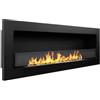BricoShop24 Biocamino da Incasso 1,25L 120x40 cm Nero 3kW con Vetro Fiamma Reale