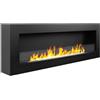 BricoShop24 Biocamino da Parete 1,25L 120x40 cm Nero Acciaio Vetro Temperato 3kW