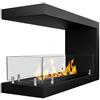 BricoShop24 Camino a Bioetanolo 1,5L Nero da Parete 90x50 cm Vetro 3 Lati Aperti