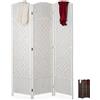 Palucart Marrone | Bianco Separe 3 Pannelli 132x180 Paravento Divisorio Corda Intrecciata
