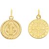 CIONDOLO MEDAGLIA IN ORO GIALLO 18K, SAN BENEDETTO CON CORNICE LAVORATA, 18 MM