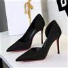 Decollete Raso Nero Tacco 10 Cm Design Aperto Elegante Donna CF60316