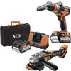 AEG Kit trapano elettrico a percussione batteria 18V litio + smerigliatrice angolare