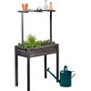 dobar® 58257FSCe - Aiuola rialzata Firenze, in legno massiccio, con ripiano rialzato, per insalata stretta, con fioriera, 80 x 40 x 145 cm, colore: antracite