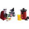 Russell Hobbs Hachoir Râpe Electrique 200W, Râpe Fin, Epais et Tranche 22280-56 Slice and Go & Spremiagrumi Elettrico, Bicchiere Grande e Piccolo, Rotazione bidirezionale, 60 W, Rosso, 26010-56