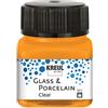 KREUL 16292 - Vetro e Porcellana Trasparente Arancione, in Barattolo da 20 ml, Vernice Trasparente a Base d'Acqua per Vetro e Porcellana, ad Asciugatura Rapida, cristallina