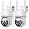 Codnida Telecamera WiFi 2K Esterno Interno 360 PTZ Kit 2 Tracciamento PIR SD 128G