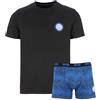 Inter Set intimo uomo linea Home con t-shirt in cotone e boxer in cotone ed elastan, nero e blu con logo ufficiale - S