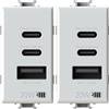 4box - Alimentatore USB CCA 20W compatibile Bticino® Matix™, per caricare i tuoi dispositivi senza bisogno di alimentatori. 3 connettori: due di tipo C e uno di tipo A. Colore Bianco (Confezione da 2)