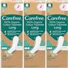Carefree Salvaslip 100% cotone organico Topsheet Long (24 pezzi), in 100% cotone biologico certificato per una sensazione naturale e asciutta, taglia lunga (Confezione da 3)