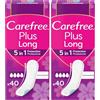 Carefree Salvaslip Plus Long Senza Profumo, Salva slip donna extra lungo con protezione 5in1 per 8h di sensazione di asciutto, Assorbenti senza profumo ultra sottili per uso quotidiano, 40 salvaslip