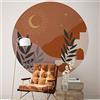 Ambiance Sticker Carta da Parati in Tessuto non Tessuto Affreschi Giganti Preincollati - Rotonda Notte Astratta Del Deserto - Adesivo Decorativo | H90 x L90 cm