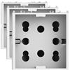 4Box 4B.V14.H21, Side, Presa da Incasso Multistandard 1 Schuko + 2 Bipasso, Compatibile con Vimar Plana, 250 V, Bianca (Confezione da 3)