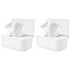 Vonsera Scatola Porta Salviette Umidificate, Dispenser di Salviettes Umidificate con Coperchio, Porta Scatola per Salviette Dispenser per Bagno Ufficio Auto (Confezione da 2)