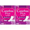 Carefree Salvaslip Plus Large Senza Profumo, Salva slip donna extra ampio con protezione 5in1 per 8h di sensazione di asciutto, Assorbenti senza profumo ultra sottili per uso quotidiano, 48 salvaslip