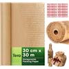 Tera Carta da Imballaggio a Nido d'Ape, Rotolo Kraft 30 × 30 m 80 gsm con 20 Adesivi Fragile, Estensibile 1,6×, Carta da Imballaggio Riciclabile per Spedizioni, Traslochi e Confezioni Regalo