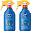 NIVEA SUN Kids Maxi Spray Protect & Care SPF 50+ 270 ml, Crema solare 50 bambini 3+ anni, Protezione solare 50 bambini spray extra resistente all'acqua e al sudore con Pantenolo, Vitamina C & E