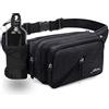 Afreter - Marsupio da trekking, impermeabile, con portabottiglie, per corsa, viaggi, ciclismo, sport all'aria aperta, uomo e donna, colore: nero