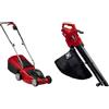 Einhell GC-EM 1032 Tagliaerba elettrico (tensione 220-240 V, potenza 1000 W, largh. Taglio 32 cm & Aspiratore elettrico GC-EL 3024 E (aspirazione/soffiaggio, tubo asp. Ø 75 mm, potenza asp.