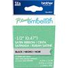 Brother P-touch TZER931 - Nastro di raso nero con stampa nera TZER931 - ½ di larghezza x ~ 13,1' di lunghezza per l'uso con stampante P-touch Embellish Ribbon & Tape