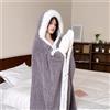 Donna Pile Caldo Wrap Capo Coperta Indossabile Con Mantello Cappotto Inverno
