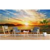 Decorazione artistica Jess Carta da parati 3D barca alba paesaggio mare autoadesiva rimovibile carta da ...