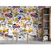 Decorazione artistica Jess Escavatore 3D carrello misto scooter stradale carta da parati pittura murale ...