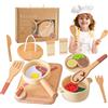 Smartwo Pentole Giocattolo per Bambini Accessori Cucina Giocattolo Legno Set